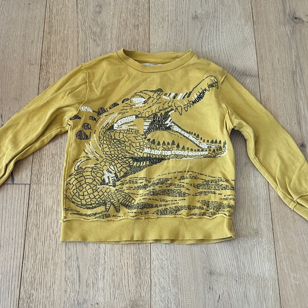 Zara Kids Yellow Crocodile Graphic Sweatshirt 6